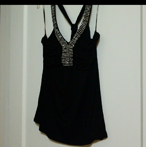 Cable & Gauge Jeweled Self Tie Halter Top - Picture 5 of 7